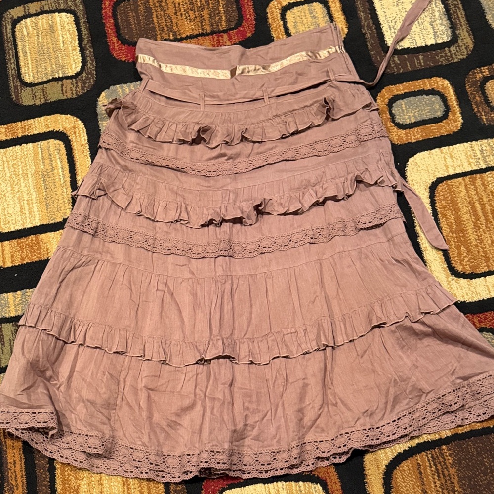 Studio Y Mauve Ruffled A-Line Skirt